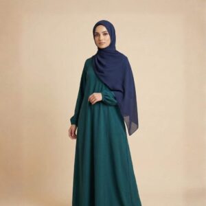 sea green abaya dress with blue hijab