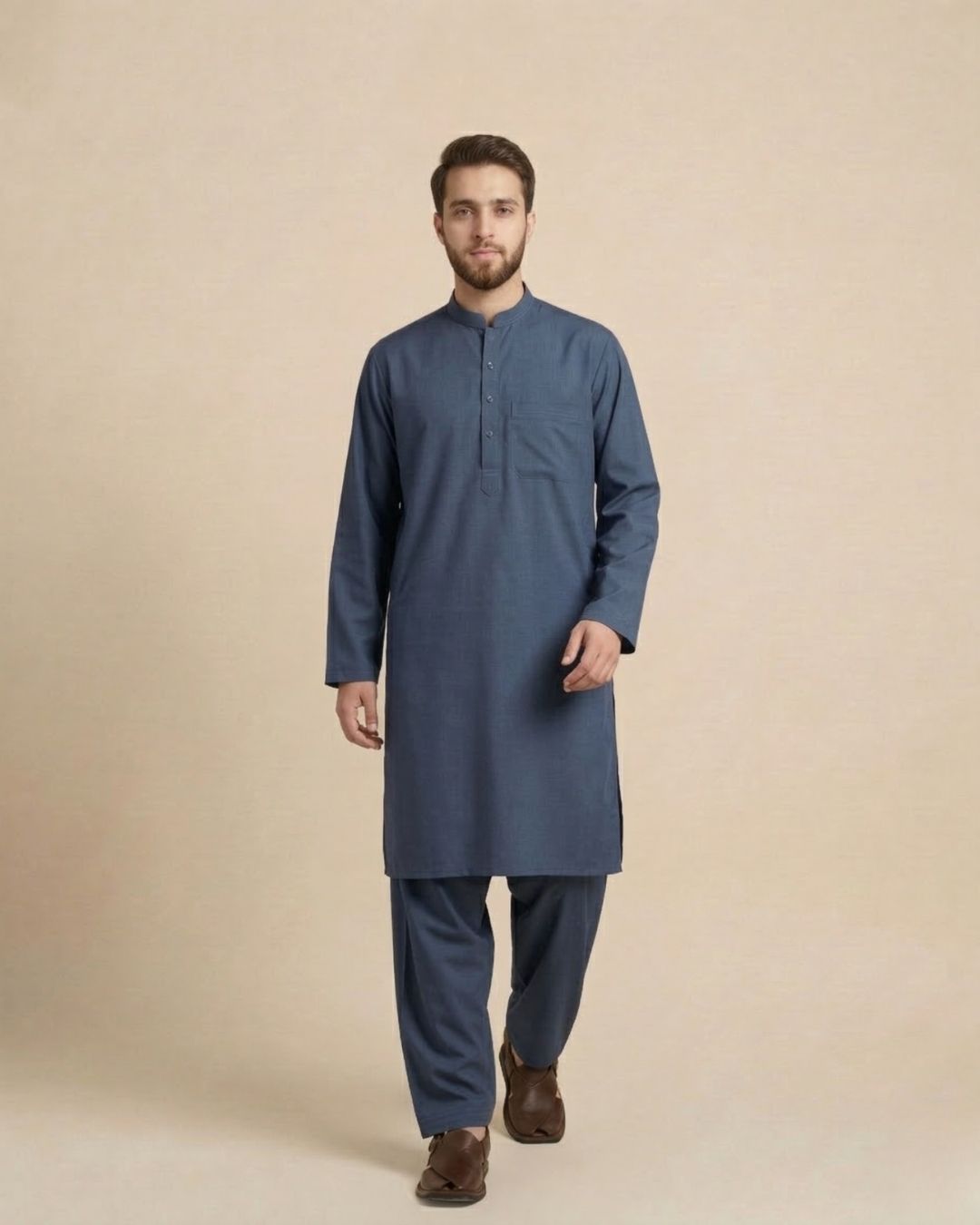 Blue Khan Dress – Premium Blue Pathani Suit for Men - Image 2