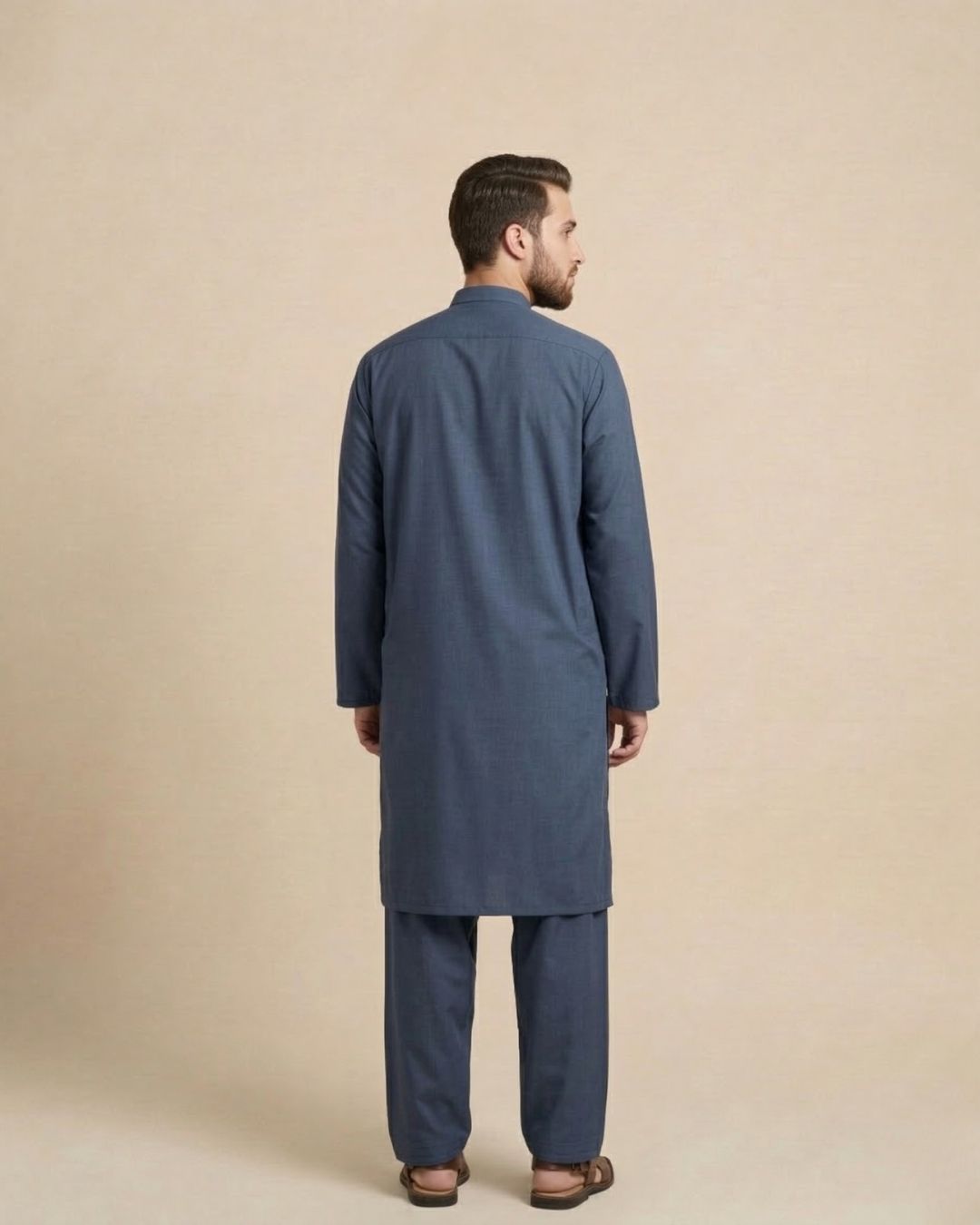 Blue Khan Dress – Premium Blue Pathani Suit for Men - Image 4